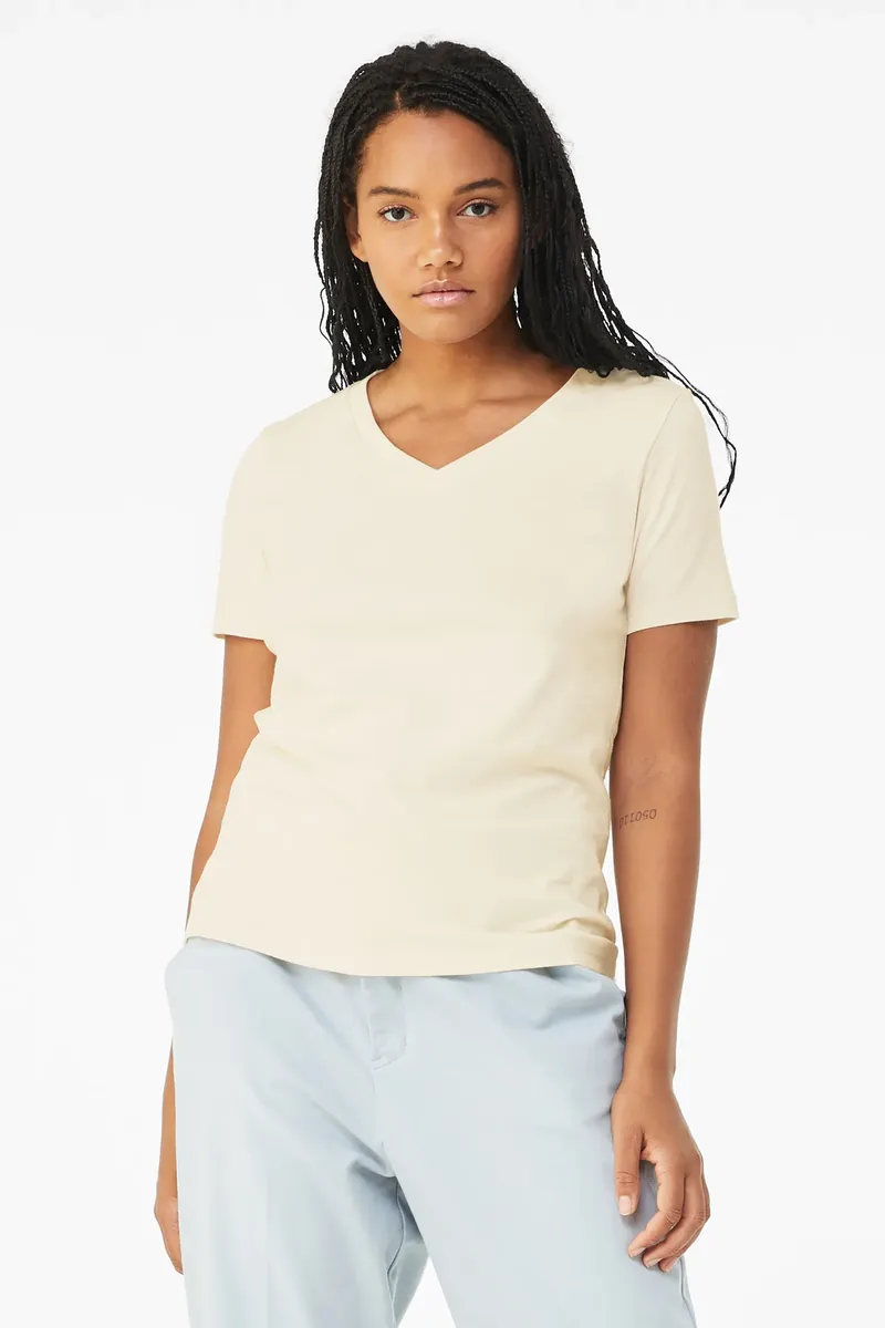 BELLA+CANVAS ® Women's Relaxed Jersey Short Sleeve V-Neck Tee. BC6405 - additional view 4