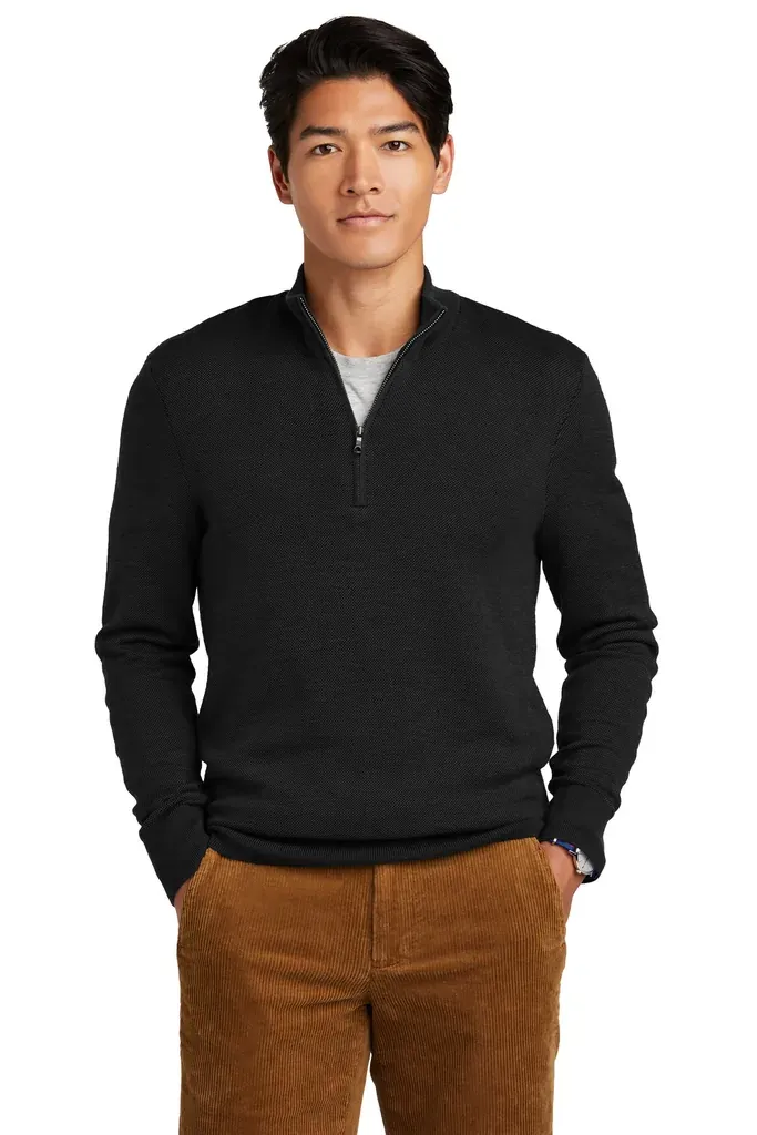 Brooks Brothers® Washable Merino Birdseye 1/4-Zip Sweater BB18412 - additional view 1