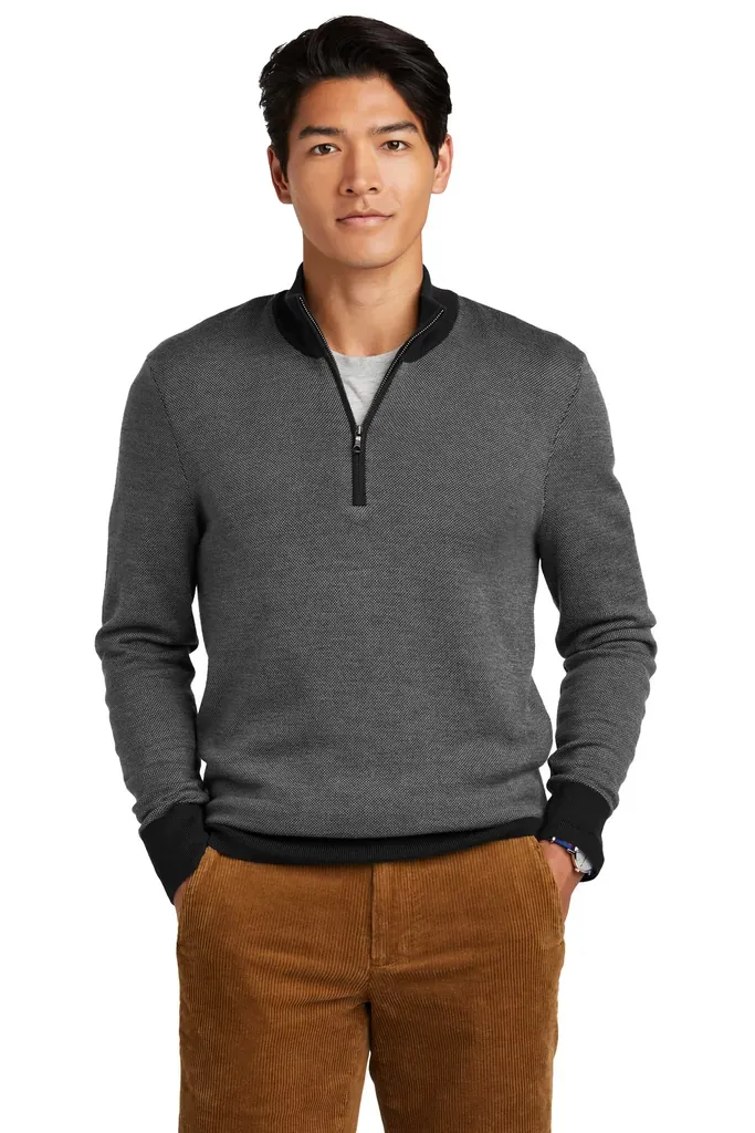 Brooks Brothers® Washable Merino Birdseye 1/4-Zip Sweater BB18412 - additional view 2