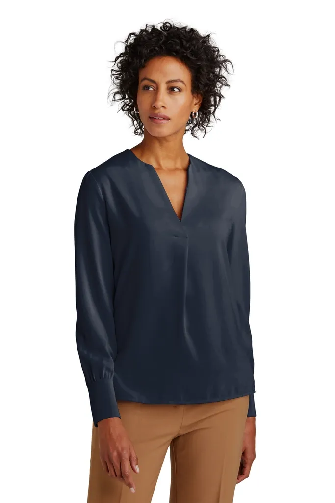 Brooks Brothers® Women's Open-Neck Satin Blouse BB18009 - additional view 3