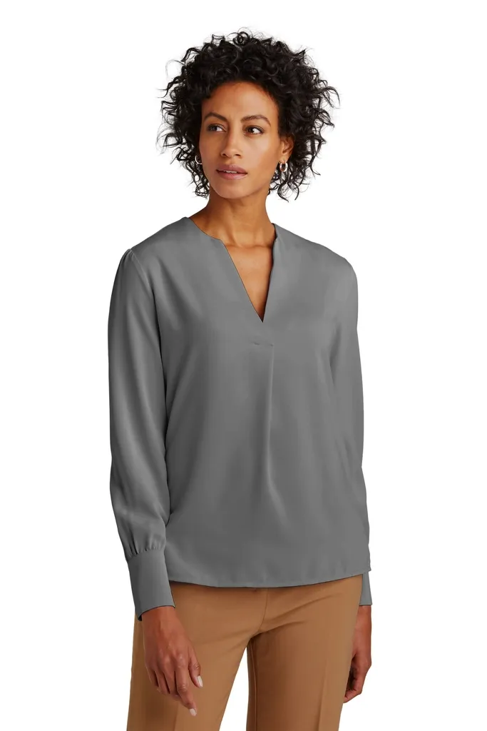 Brooks Brothers® Women's Open-Neck Satin Blouse BB18009 - additional view 1