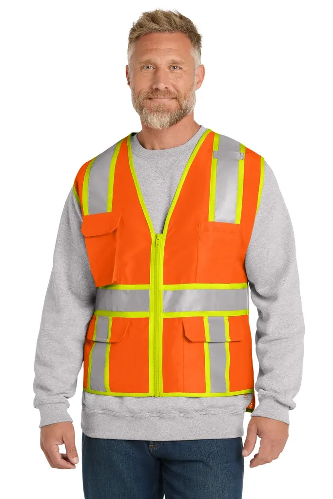 CornerStone ® ANSI 107 Class 2 Surveyor Zippered Two-Tone Vest. CSV105 - additional view 1