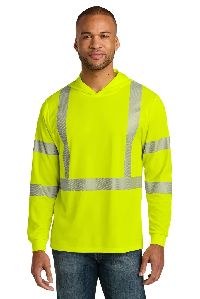 CornerStone® ANSI 107 Class 3 Long Sleeve Segmented Tape Hooded Tee CS208 - additional view 1