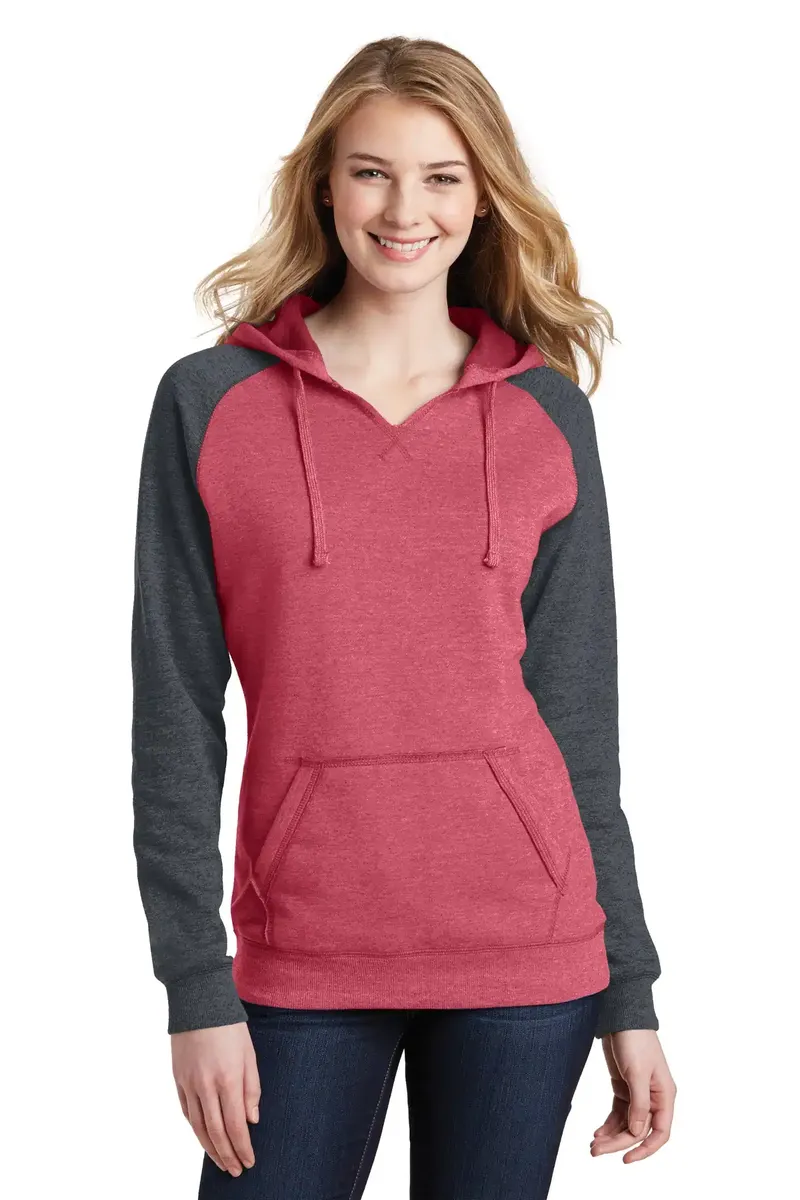 District® Women's Lightweight Fleece Raglan Hoodie.  DT296 - additional view 1