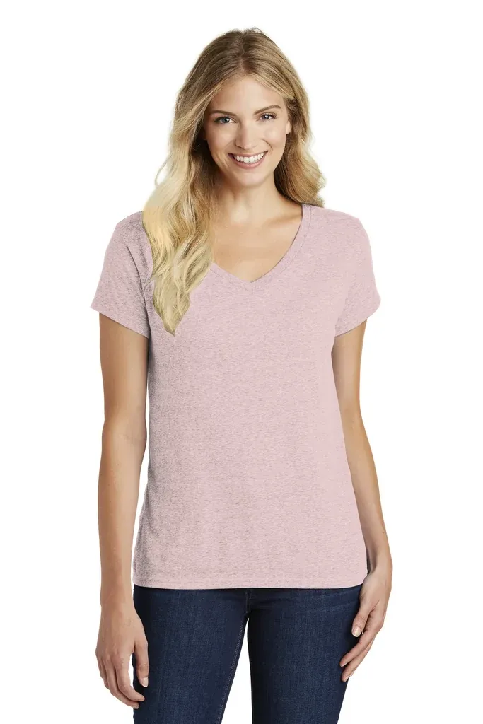 District® Women's Perfect Blend® CVC V-Neck Tee. DM1190L - additional view 1