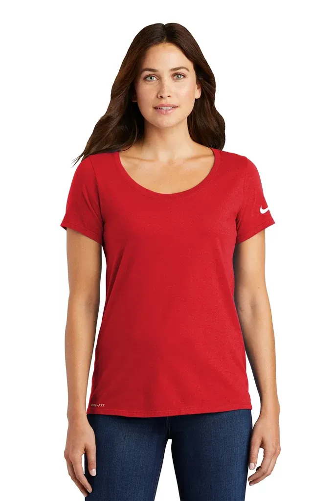 Nike Women's Dri-FIT Cotton/Poly Scoop Neck Tee. NKBQ5234 - additional view 1