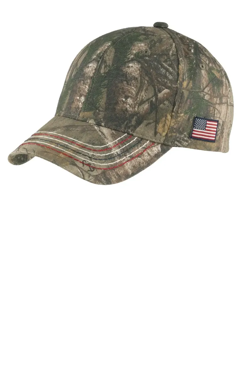 Port & Co Americana Contrast Stitch Camouflage Cap. C909