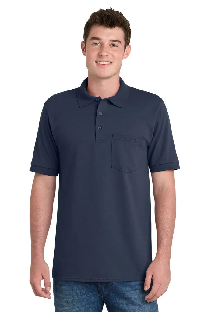 Port & Co Core Blend Jersey Knit Pocket Polo. KP55P