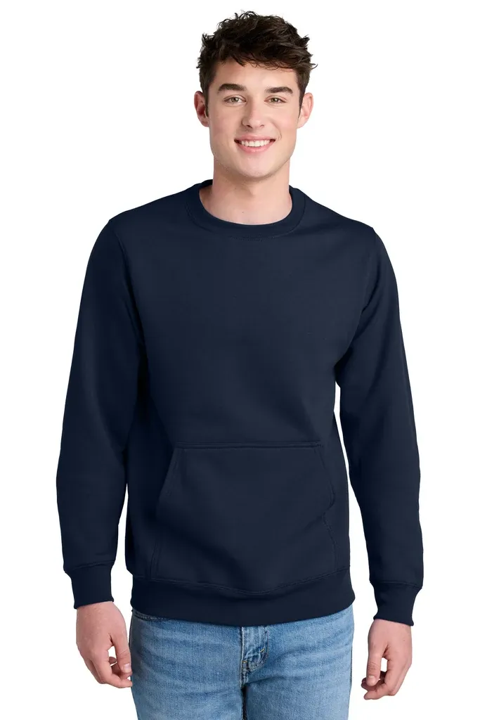 Port & Co Core Fleece Crewneck Pocket Sweatshirt PC78PKT