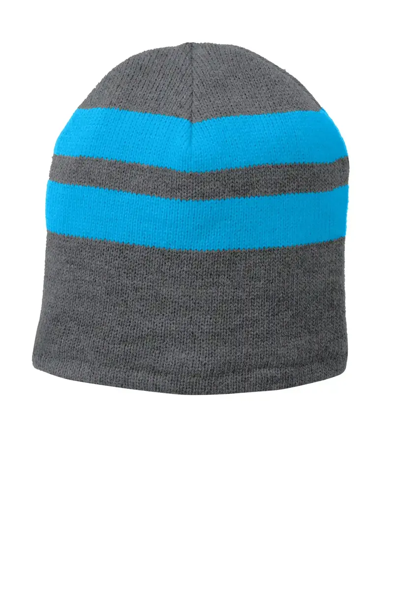 Port & Co Fleece-Lined Striped Beanie Cap. C922