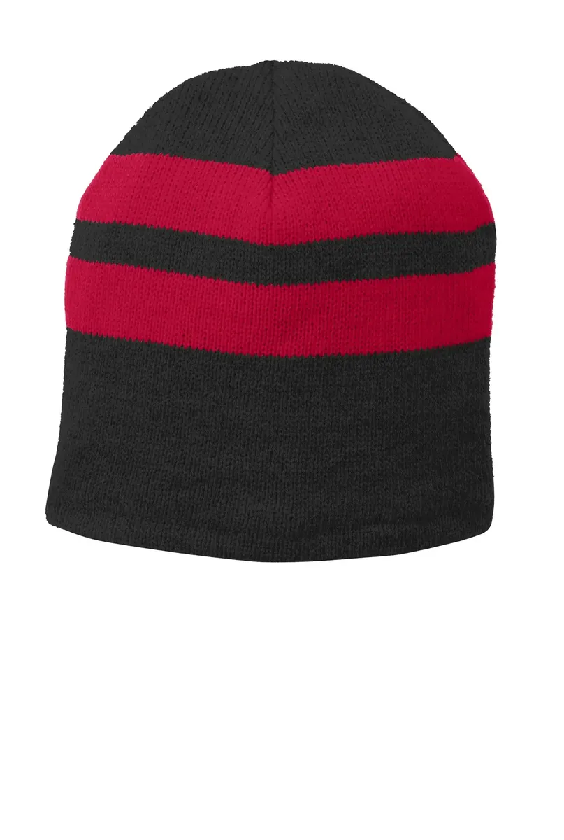 Port & Co Fleece-Lined Striped Beanie Cap. C922 - additional view 2