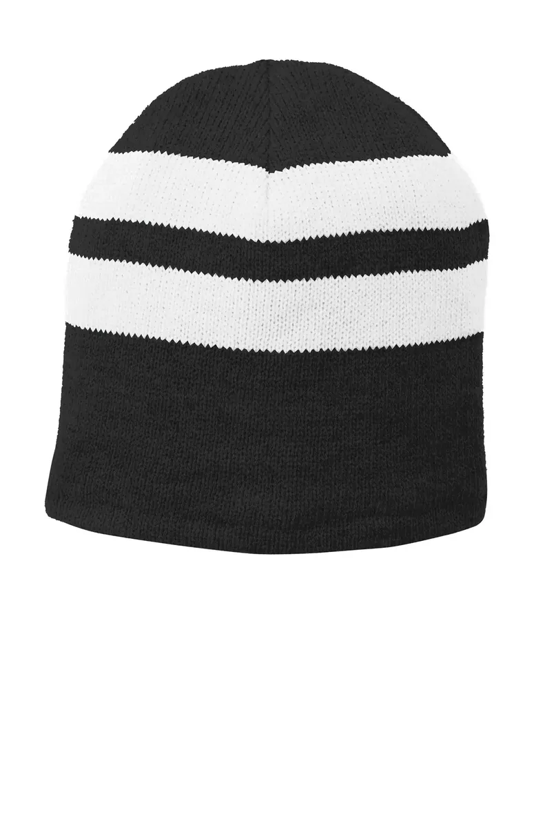 Port & Co Fleece-Lined Striped Beanie Cap. C922 - additional view 1