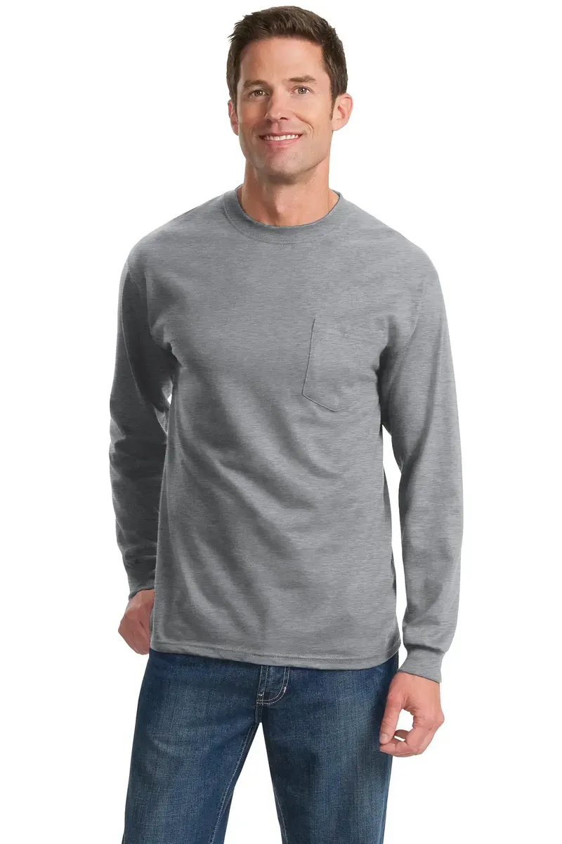 Port & Co Long Sleeve Essential Pocket Tee.  PC61LSP - additional view 6