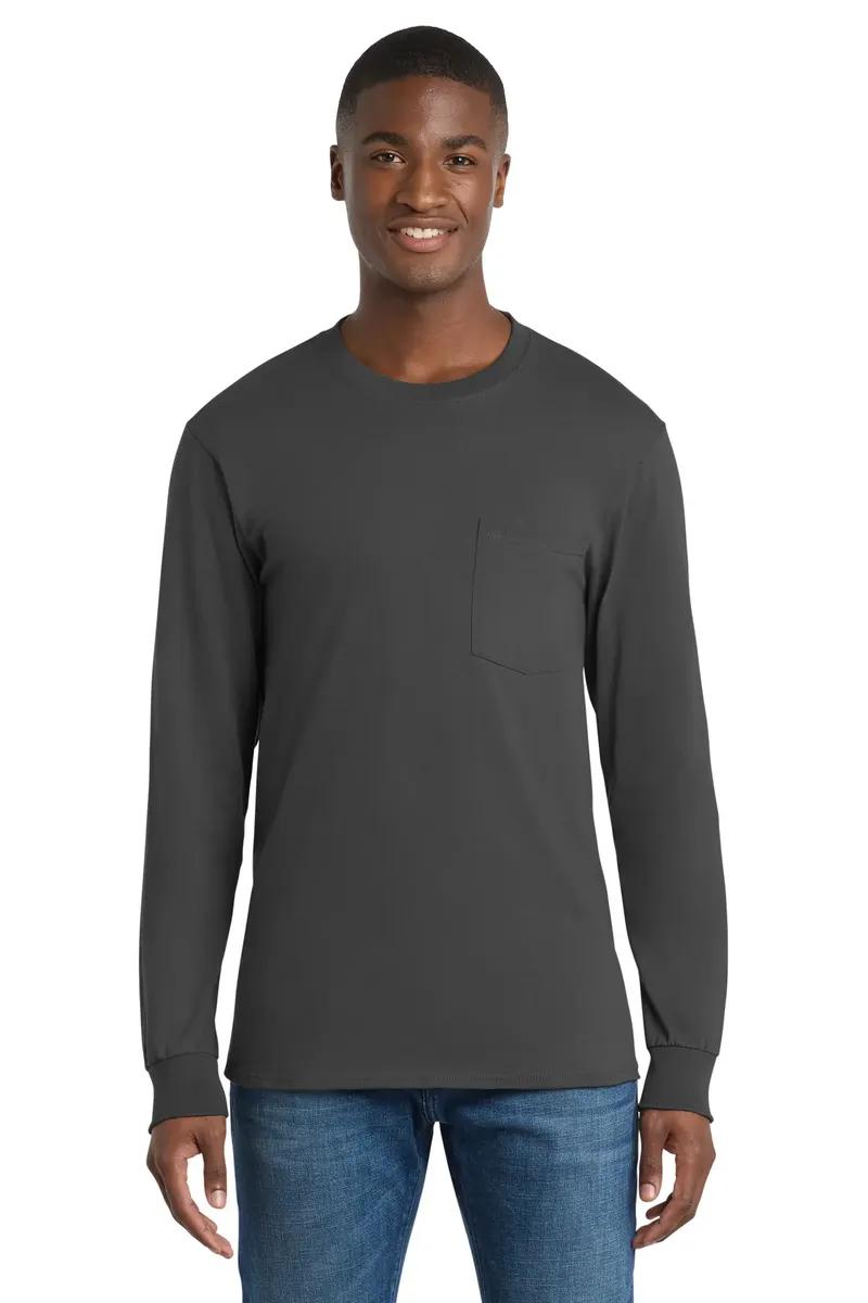 Port & Co Long Sleeve Essential Pocket Tee.  PC61LSP - additional view 7