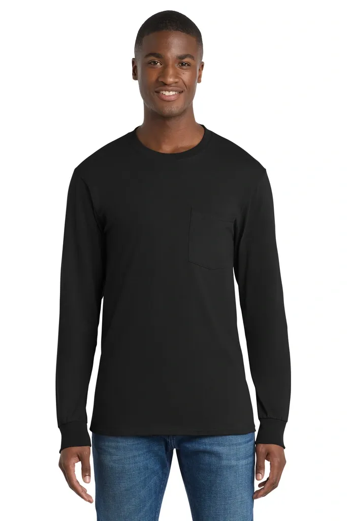 Port & Co Long Sleeve Essential Pocket Tee.  PC61LSP - additional view 8