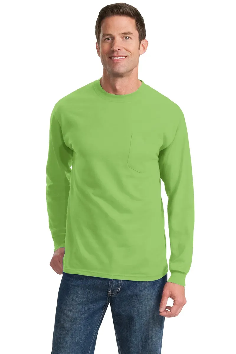 Port & Co Long Sleeve Essential Pocket Tee.  PC61LSP