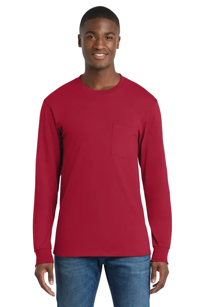 Port & Co Long Sleeve Essential Pocket Tee.  PC61LSP - additional view 2