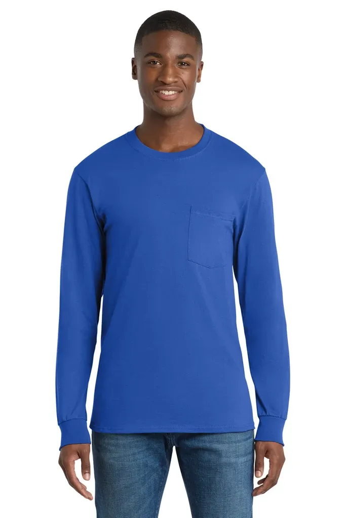 Port & Co Long Sleeve Essential Pocket Tee.  PC61LSP - additional view 1
