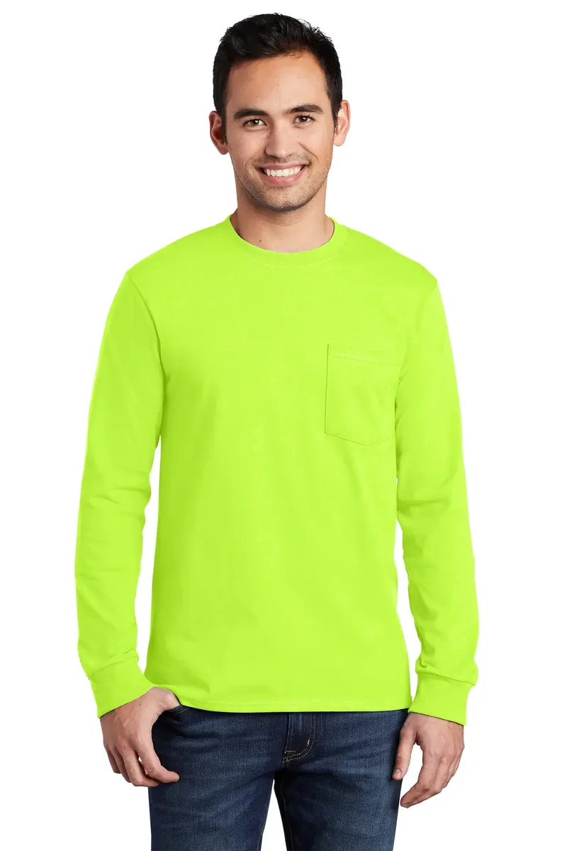 Port & Co Long Sleeve Essential Pocket Tee.  PC61LSP - additional view 3