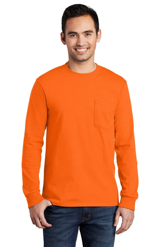 Port & Co Long Sleeve Essential Pocket Tee.  PC61LSP - additional view 5