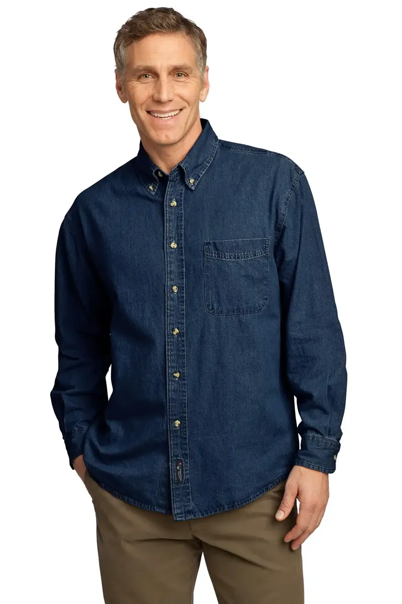 Port & Co Long Sleeve Value Denim Shirt. SP10 - additional view 1