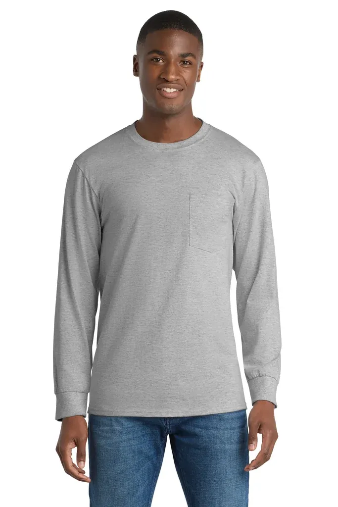 Port & Co Tall Long Sleeve Essential Pocket Tee. PC61LSPT - additional view 1