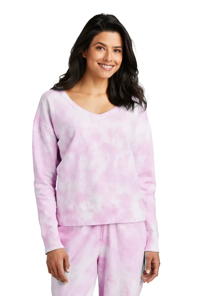 Port & Co Women's Beach Wash® Cloud Tie-Dye V-Neck Sweatshirt LPC140V - additional view 4