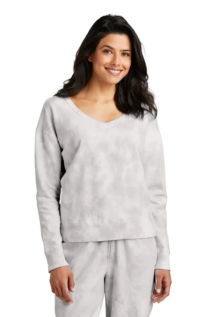 Port & Co Women's Beach Wash® Cloud Tie-Dye V-Neck Sweatshirt LPC140V - additional view 2