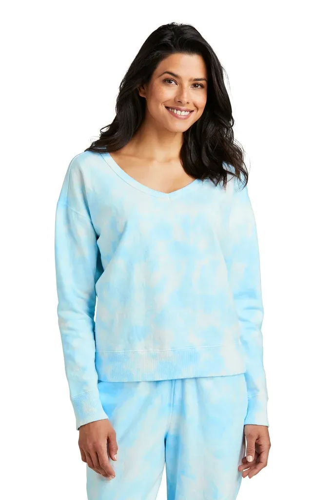 Port & Co Women's Beach Wash® Cloud Tie-Dye V-Neck Sweatshirt LPC140V - additional view 3