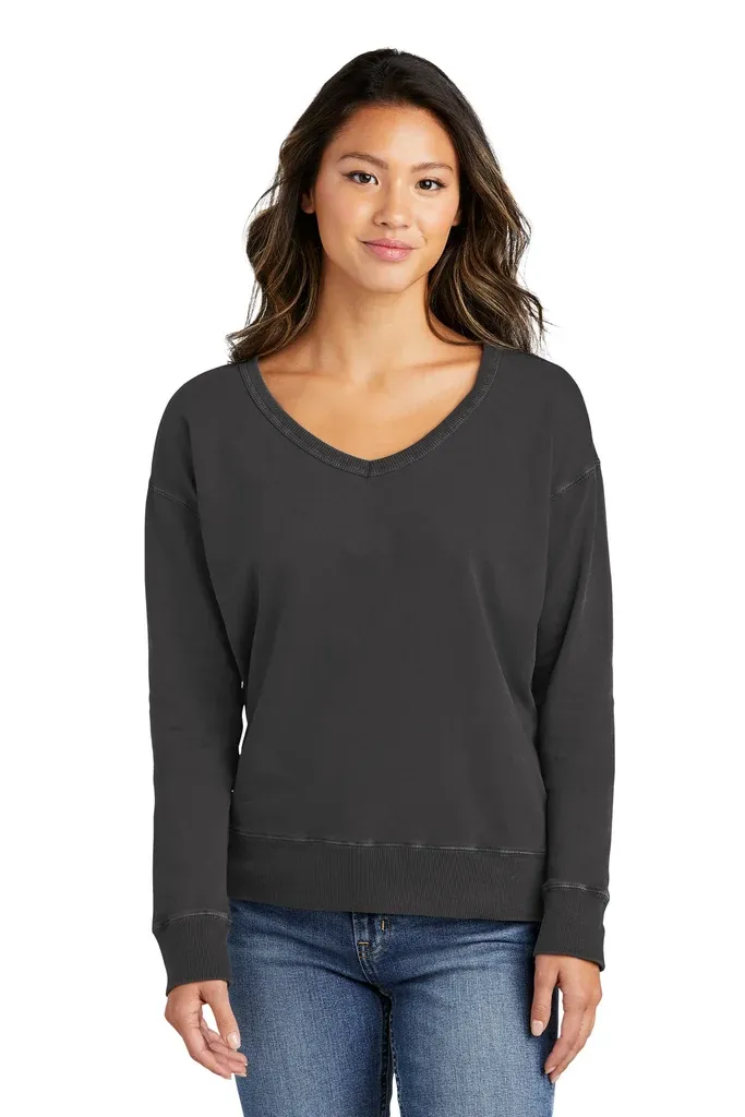 Port & Co Women's Beach Wash® Garment-Dyed V-Neck Sweatshirt LPC098V