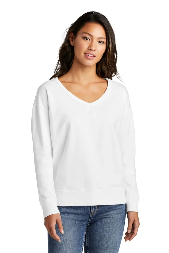 Port & Co Women's Beach Wash® Garment-Dyed V-Neck Sweatshirt LPC098V - additional view 1