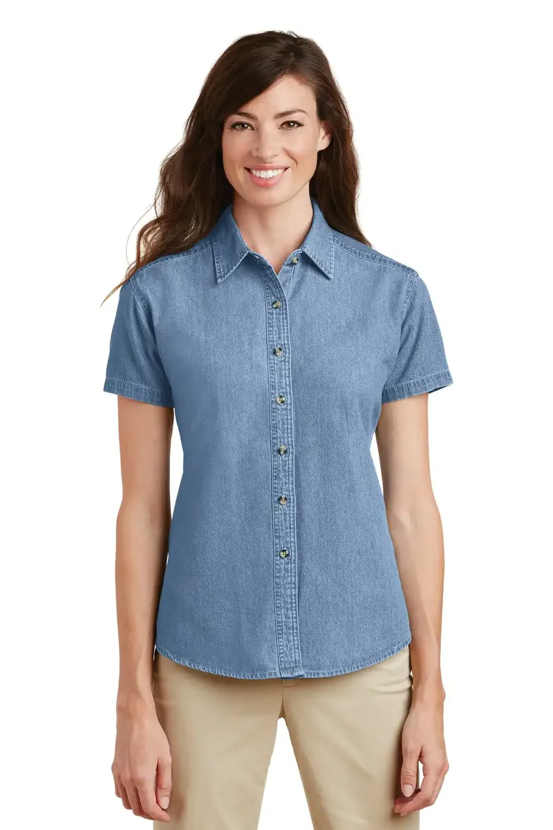 Port & Co Women's Short Sleeve Value Denim Shirt.  LSP11 - additional view 1
