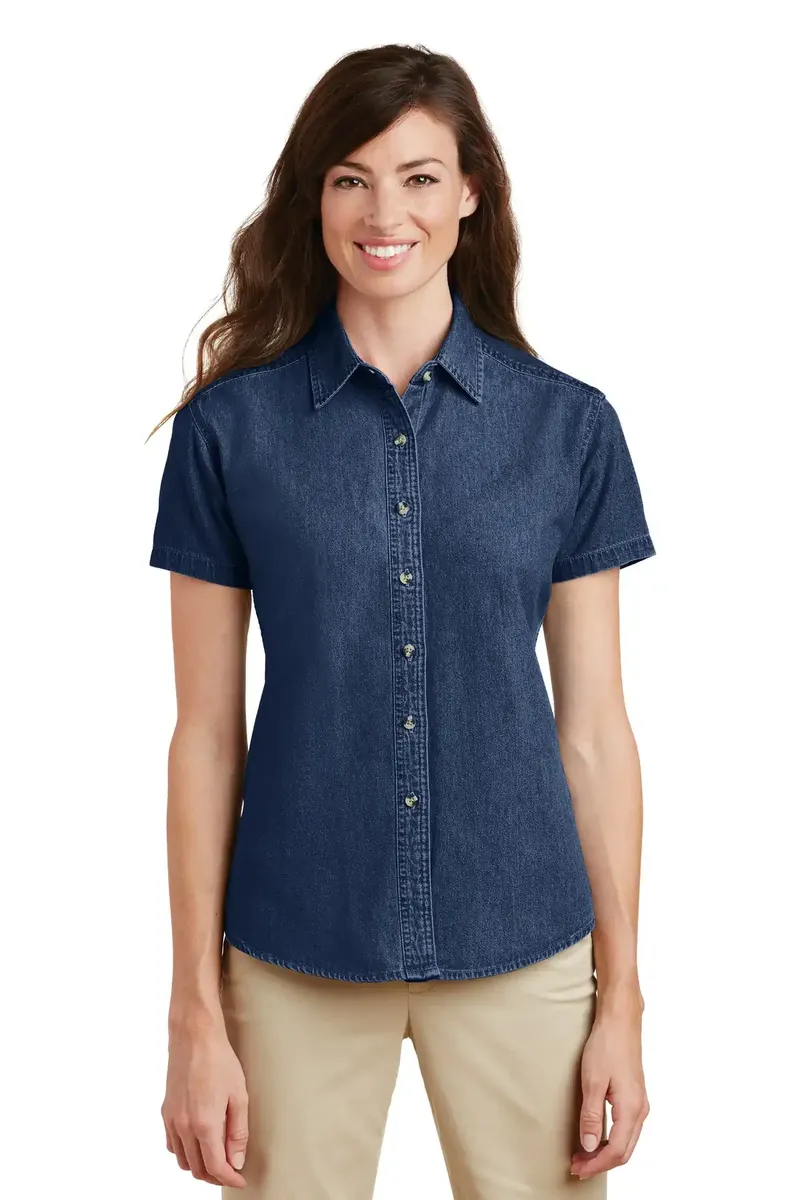 Port & Co Women's Short Sleeve Value Denim Shirt. LSP11