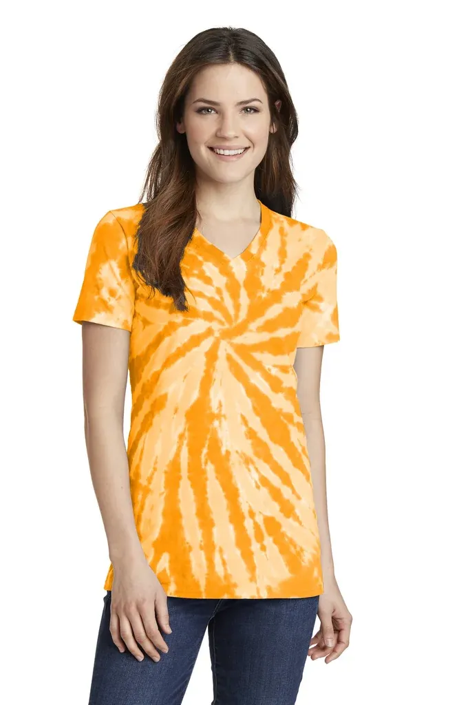 Port & Co Women's Tie-Dye V-Neck Tee.  LPC147V - additional view 3