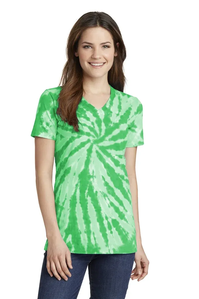 Port & Co Women's Tie-Dye V-Neck Tee.  LPC147V - additional view 2