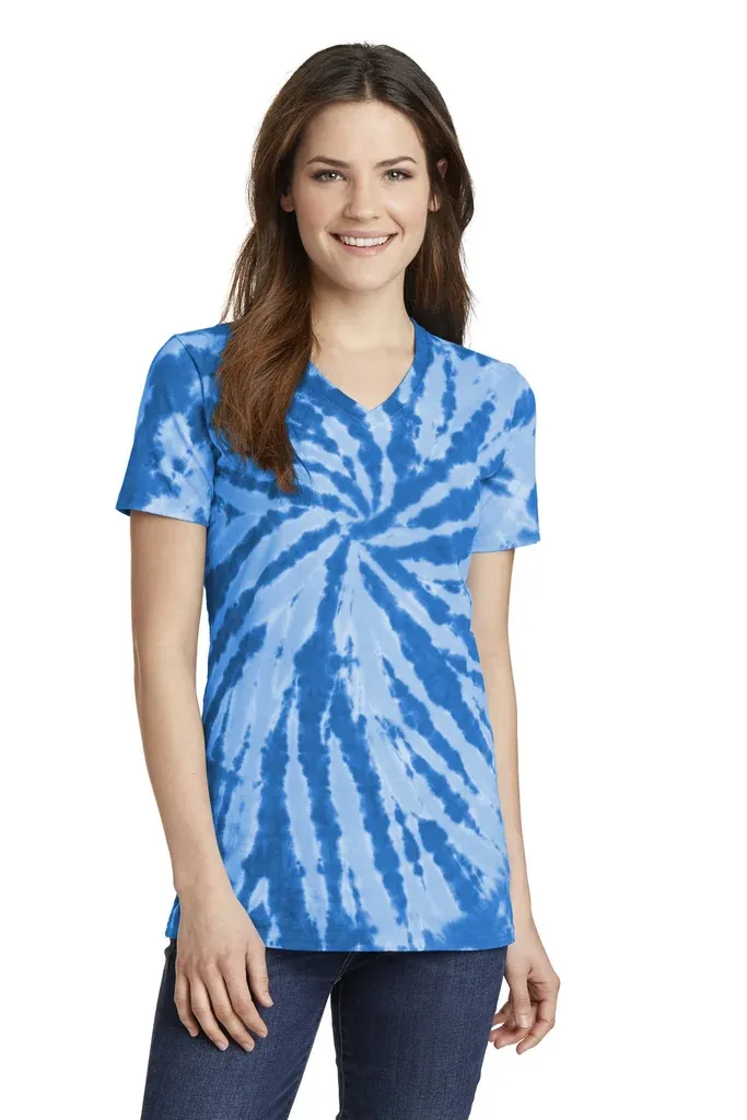 Port & Co Women's Tie-Dye V-Neck Tee.  LPC147V - additional view 7