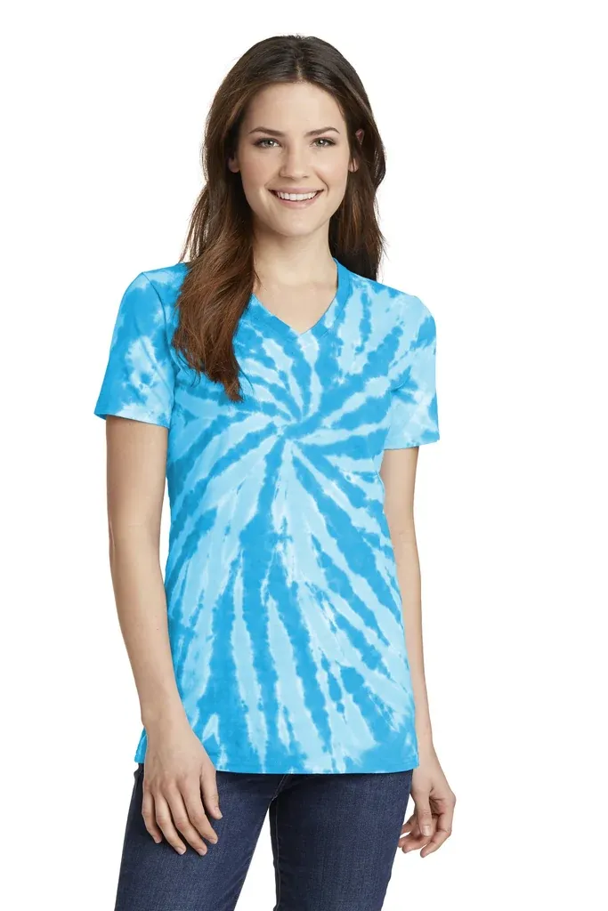 Port & Co Women's Tie-Dye V-Neck Tee.  LPC147V - additional view 4
