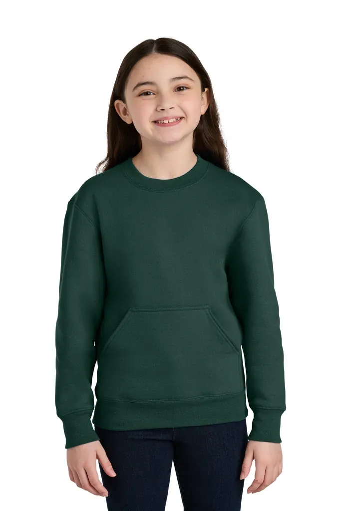Port & Co Youth Core Fleece Crewneck Pocket Sweatshirt PC78YPKT - additional view 1