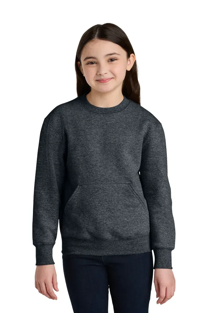 Port & Co Youth Core Fleece Crewneck Pocket Sweatshirt PC78YPKT - additional view 3