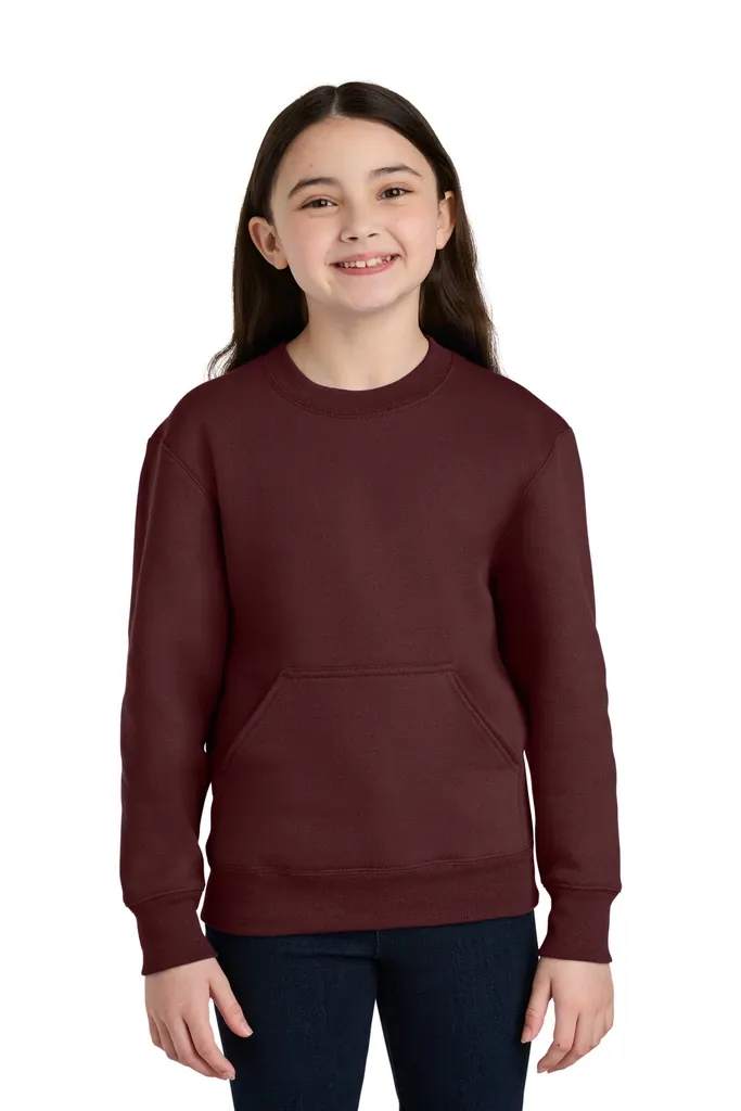 Port & Co Youth Core Fleece Crewneck Pocket Sweatshirt PC78YPKT - additional view 6