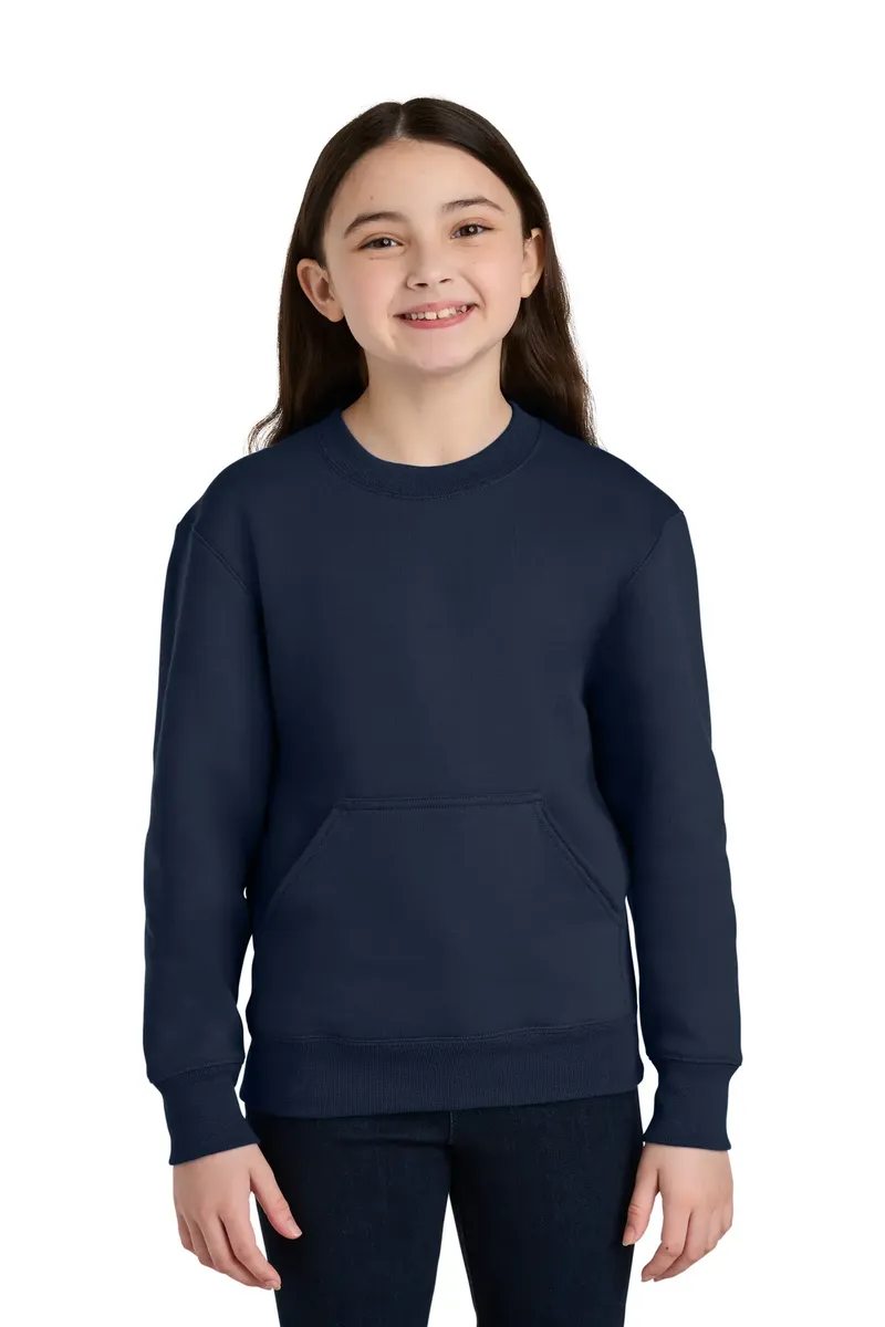 Port & Co Youth Core Fleece Crewneck Pocket Sweatshirt PC78YPKT - additional view 5
