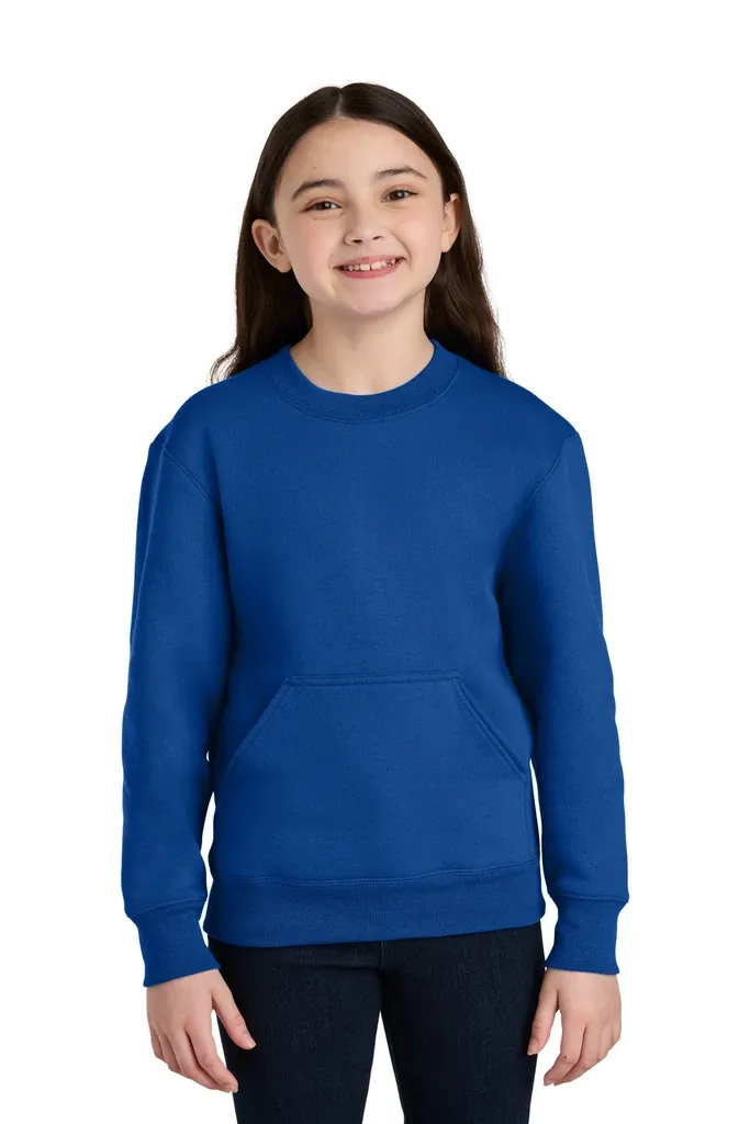Port & Co Youth Core Fleece Crewneck Pocket Sweatshirt PC78YPKT - additional view 8