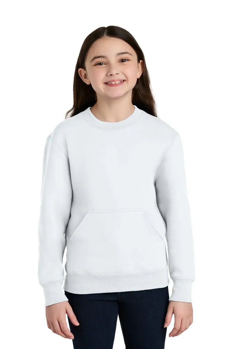 Port & Co Youth Core Fleece Crewneck Pocket Sweatshirt PC78YPKT