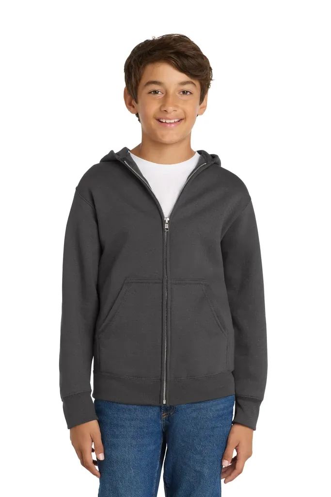 Port & Co Youth Core Fleece Full-Zip Hooded Sweatshirt.  PC90YZH - additional view 11