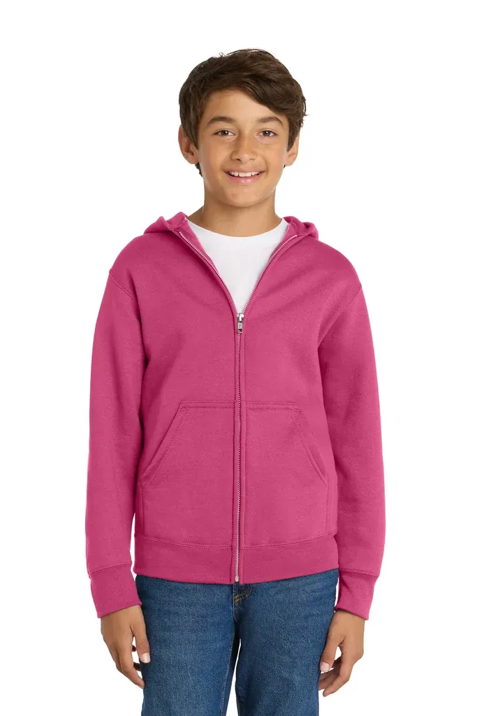 Port & Co Youth Core Fleece Full-Zip Hooded Sweatshirt.  PC90YZH - additional view 19