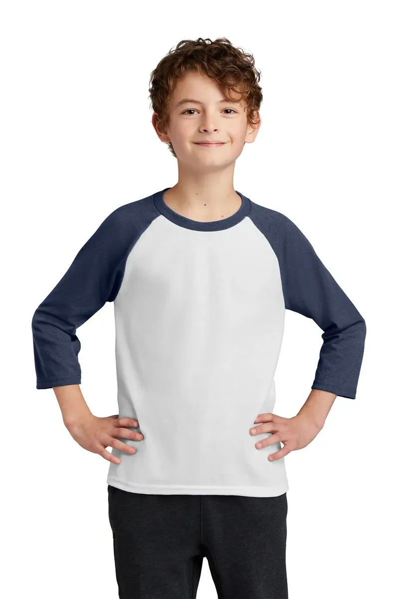 Port & Company® Youth Core Blend 3/4-Sleeve Raglan Tee. PC55YRS - additional view 2
