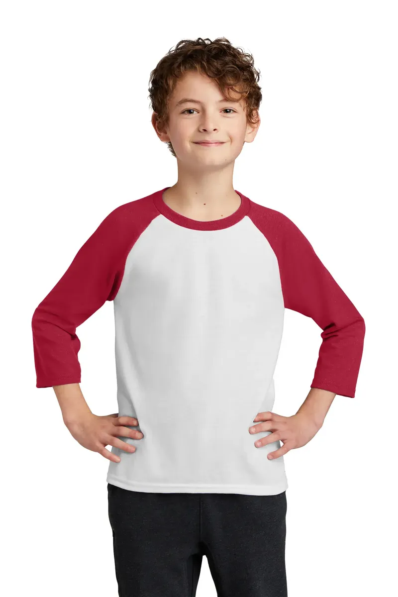 Port & Company® Youth Core Blend 3/4-Sleeve Raglan Tee. PC55YRS - additional view 1
