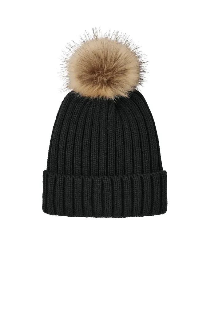 Port Authority® Faux Fur Pom Beanie C990 - additional view 2