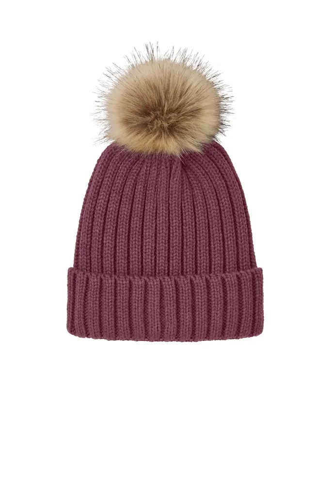 Port Authority® Faux Fur Pom Beanie C990 - additional view 1