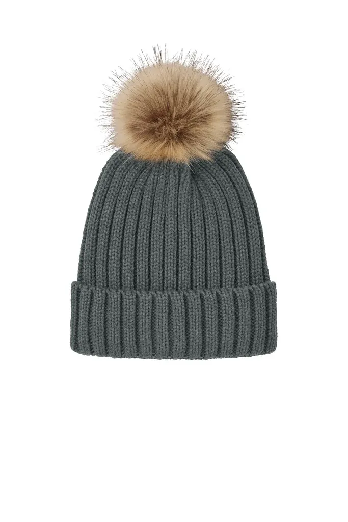 Port Authority® Faux Fur Pom Beanie C990 - additional view 3
